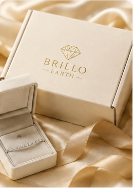 Brillo Earth jewelry packaging with satin ribbon