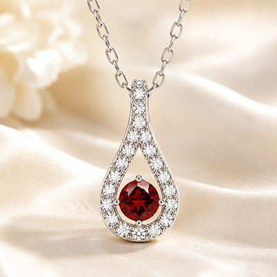 Ruby halo necklace